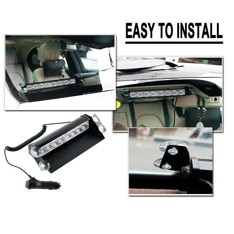 12V LED Car Strobe Light Windshield Dash Flasher Red Blue