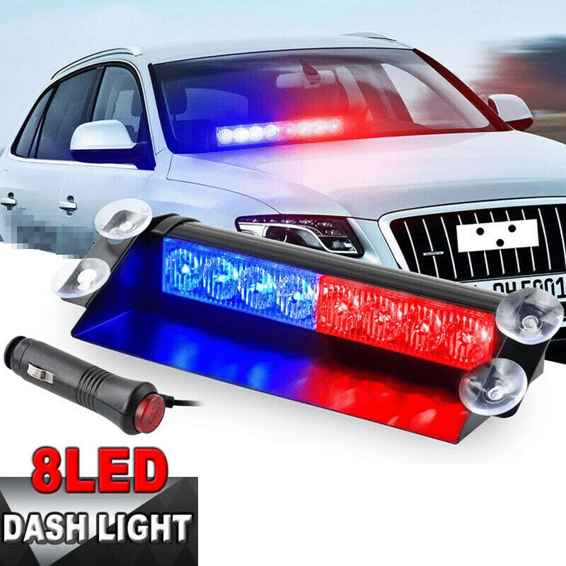 12V LED Car Strobe Light Windshield Dash Flasher Red Blue