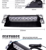 12V LED Car Strobe Light Windshield Dash Flasher Red Blue