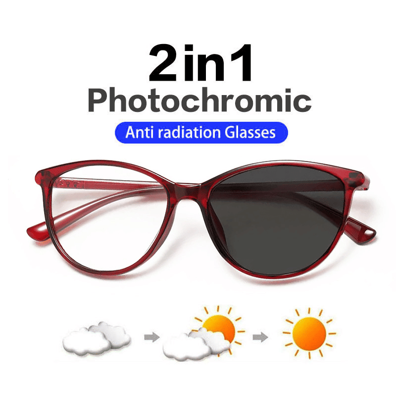 Cat Eye Small Frame Photochromic Blue Light Blocking Glasses