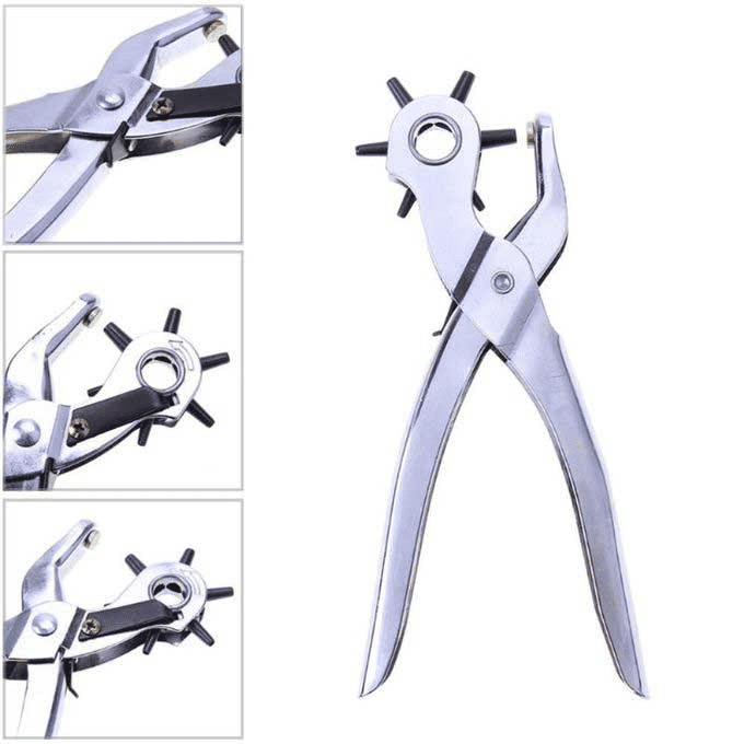 Leather Hole Punch Tool Heavy Duty Revolving 6 Size Silver
