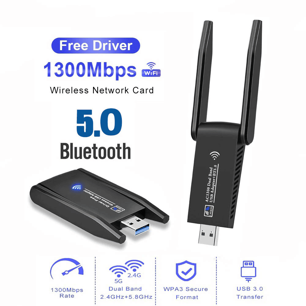 EEEkit 1300Mbps 2-in-1 Dual Band WiFi Bluetooth 5.0 Adapter