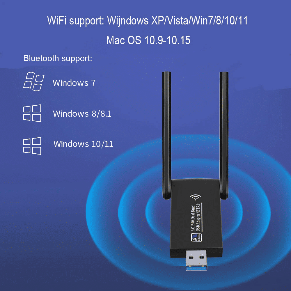 EEEkit 1300Mbps 2-in-1 Dual Band WiFi Bluetooth 5.0 Adapter