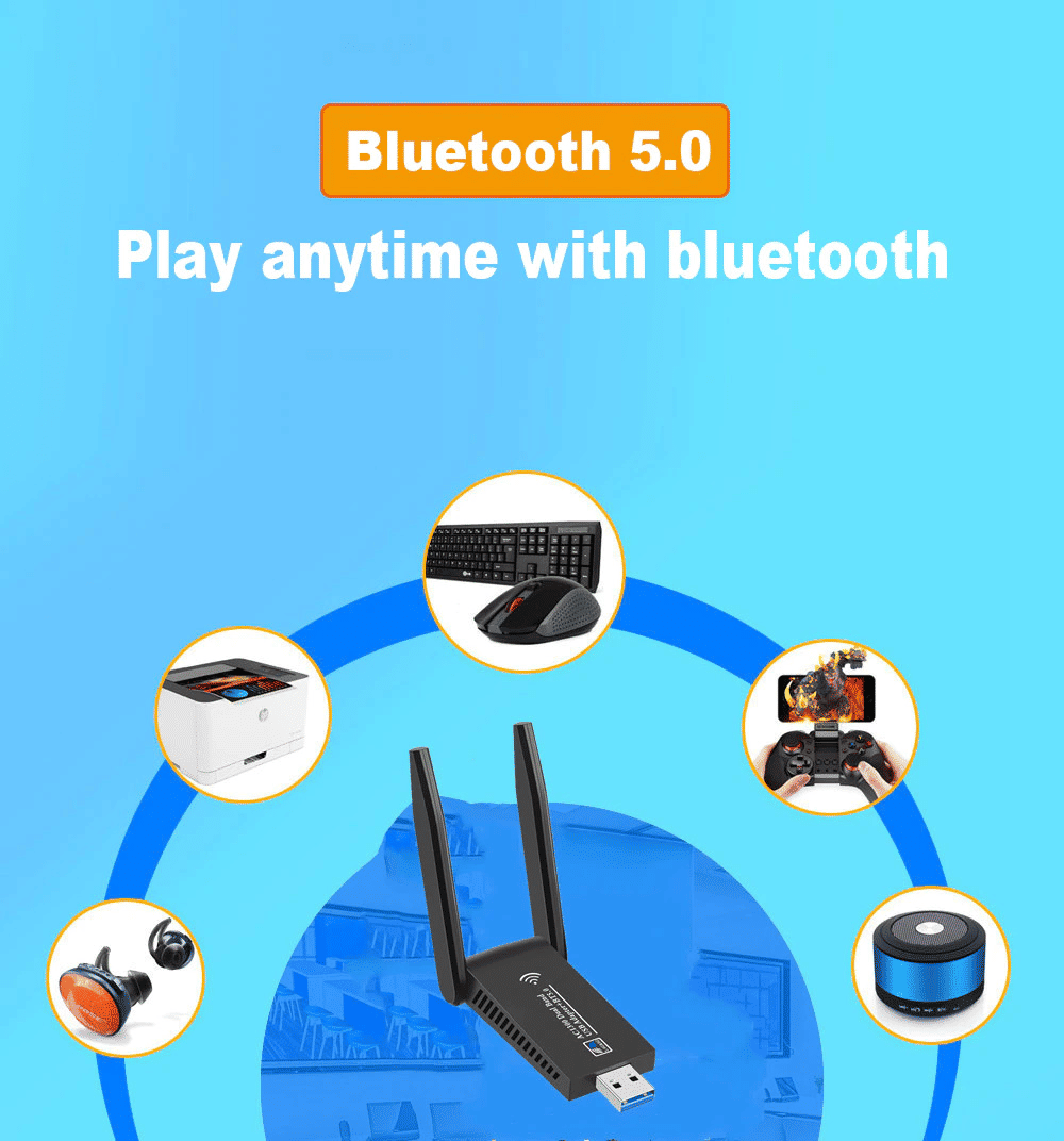 EEEkit 1300Mbps 2-in-1 Dual Band WiFi Bluetooth 5.0 Adapter