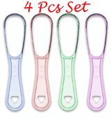 4pcs Family Pack Tongue Scrapers Cleaners Brushes 100% BPA Free For Adults & Kids