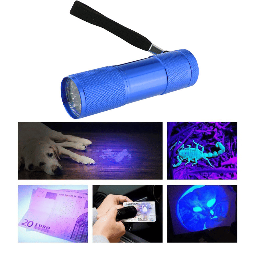 Portable 9 LED UV Flashlight Rechargeable Aluminum Alloy Torch