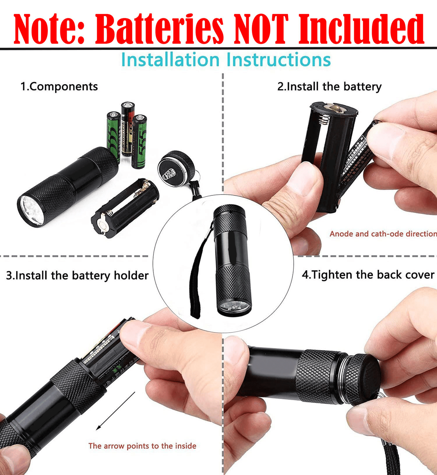Portable 9 LED UV Flashlight Rechargeable Aluminum Alloy Torch