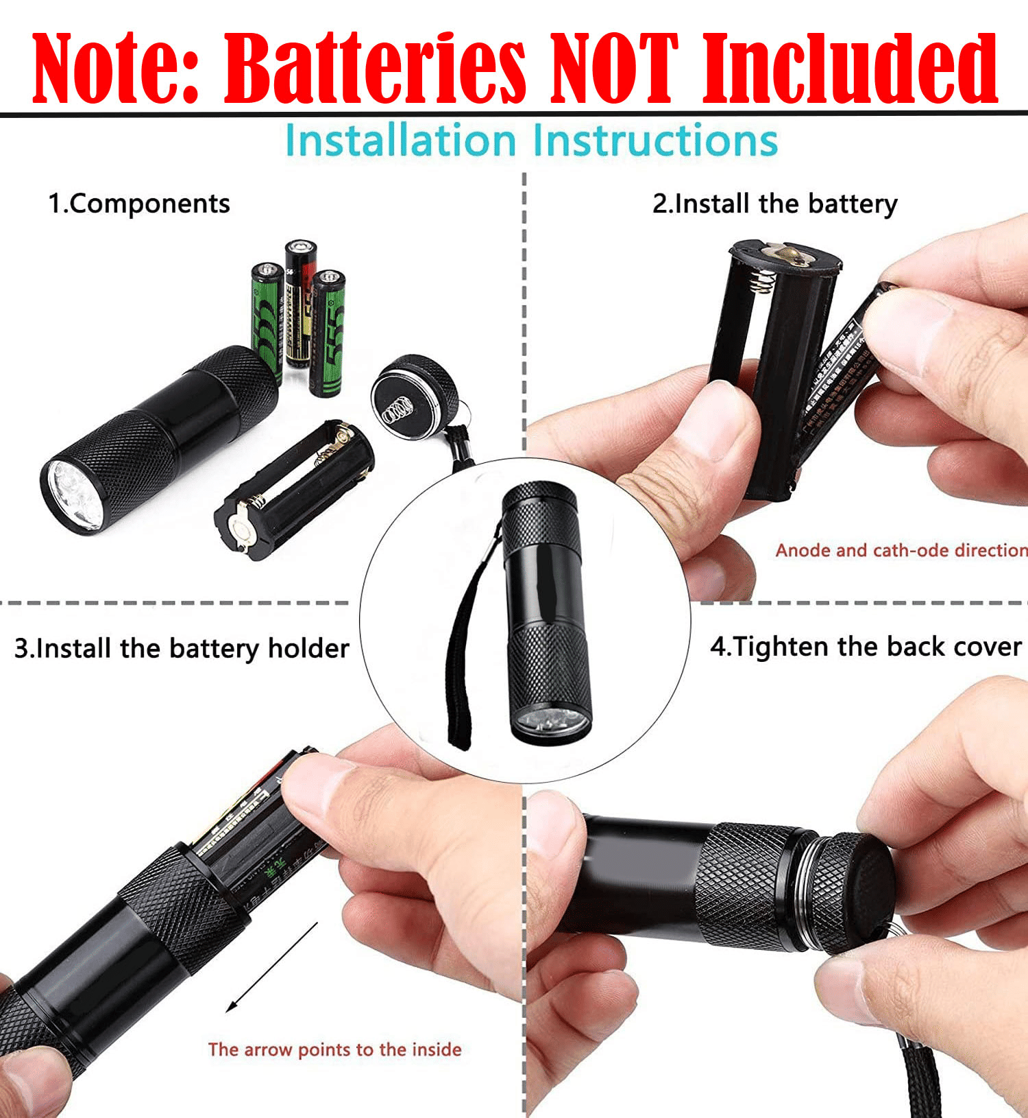 Portable 9 LED UV Flashlight Rechargeable Aluminum Alloy Torch