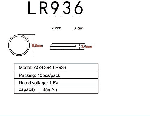 AG9 LR936 394 Button Cell Watch Batteries 1.55V 10 Pack
