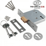Tri-Circle 3-Lever Mortice Deadlock Nickel Plated Reversible Handle Silver