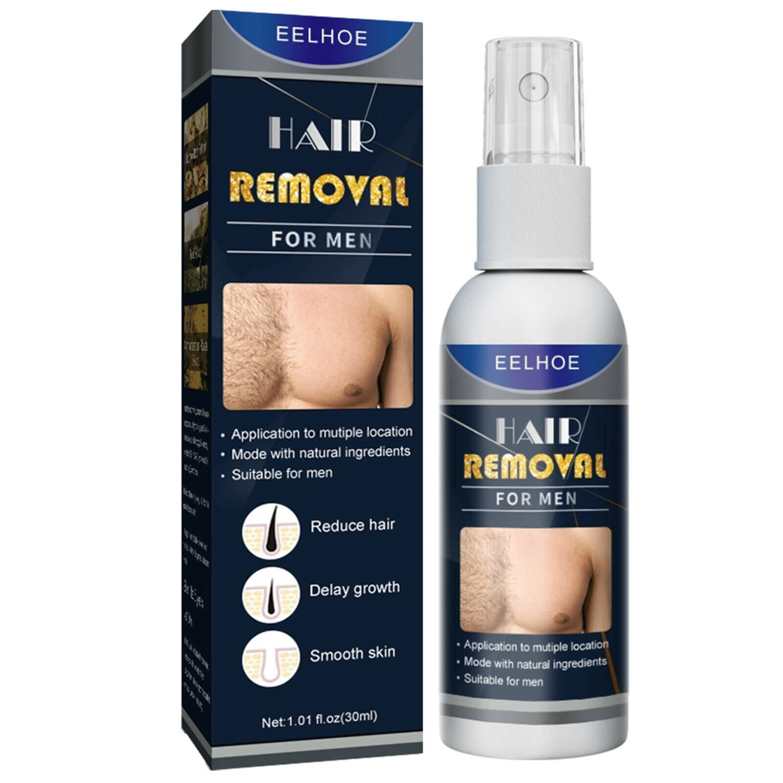 EELHOE 100% Natural Permanent Depilatory Spray 30ml for Men