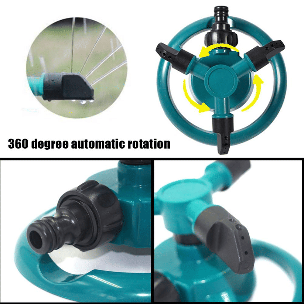 3-Arm Garden Lawn Water Sprinkler 360° Rotating Irrigation System