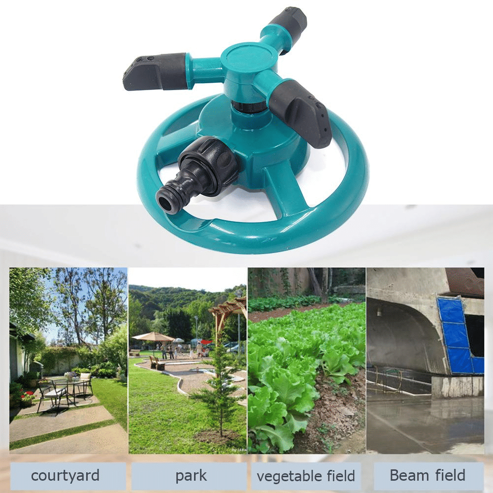 3-Arm Garden Lawn Water Sprinkler 360° Rotating Irrigation System