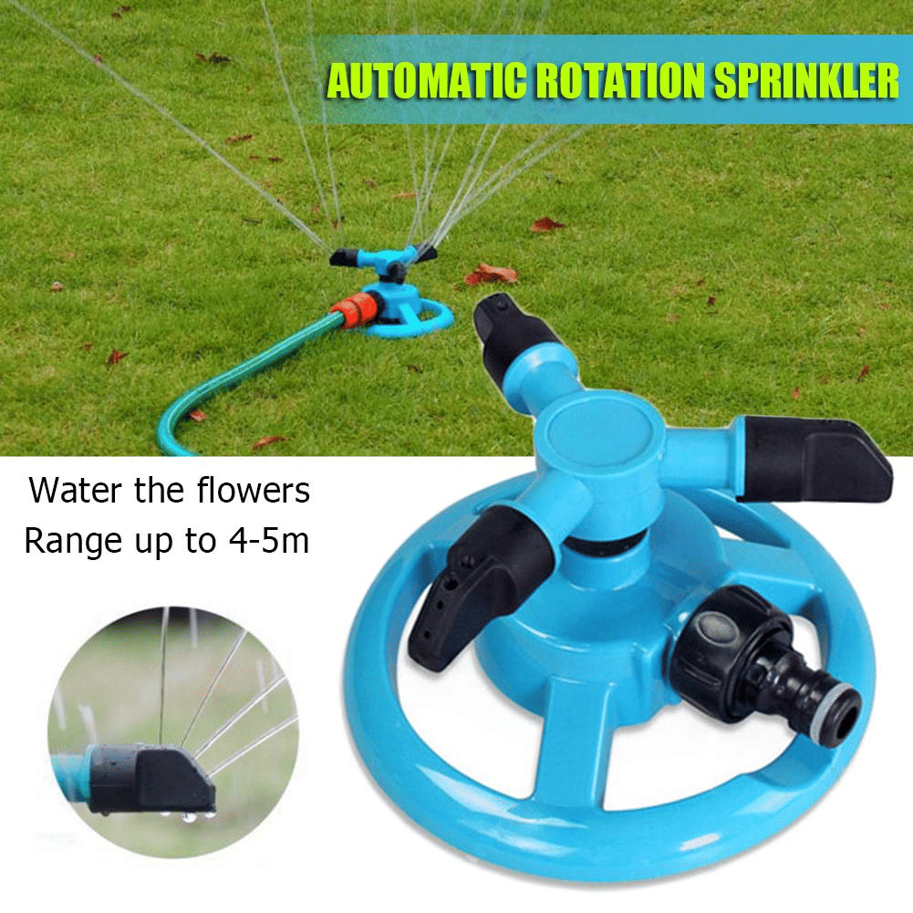 3-Arm Garden Lawn Water Sprinkler 360° Rotating Irrigation System