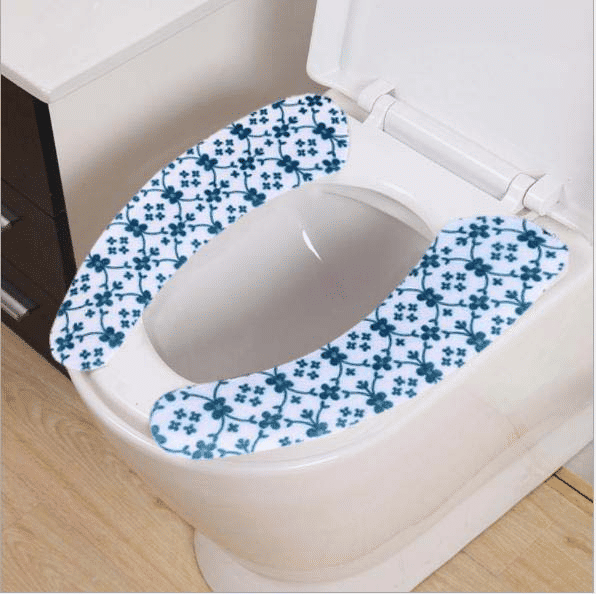 2Pcs Warmer Toilet Seat Cover Washable Soft Flannel Pad