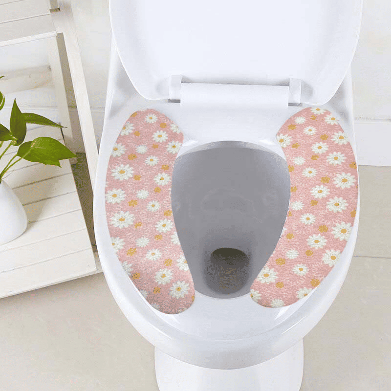 2Pcs Warmer Toilet Seat Cover Washable Soft Flannel Pad
