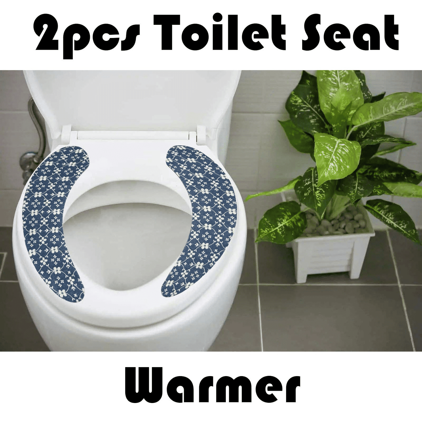 2pcs Flower Pattern Soft Adhesive Bathroom Toilet Seat Warmer Decals