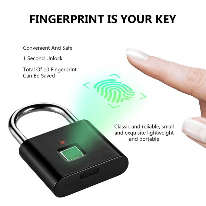 Smart Digital Fingerprint Padlock Keyless Rechargeable Door Lock