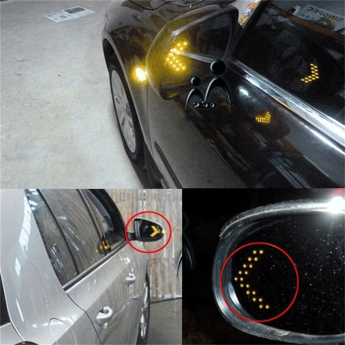 2Pcs Arrow Rear View Mirror Turn Signal Indicator Lights 12V
