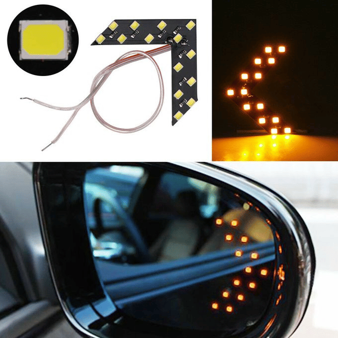2Pcs Arrow Rear View Mirror Turn Signal Indicator Lights 12V