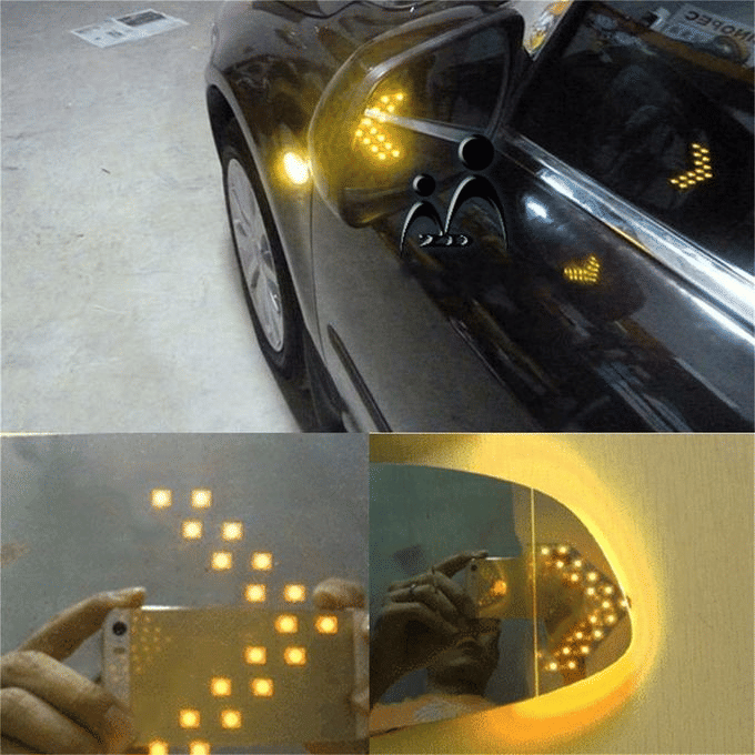 2Pcs Arrow Rear View Mirror Turn Signal Indicator Lights 12V