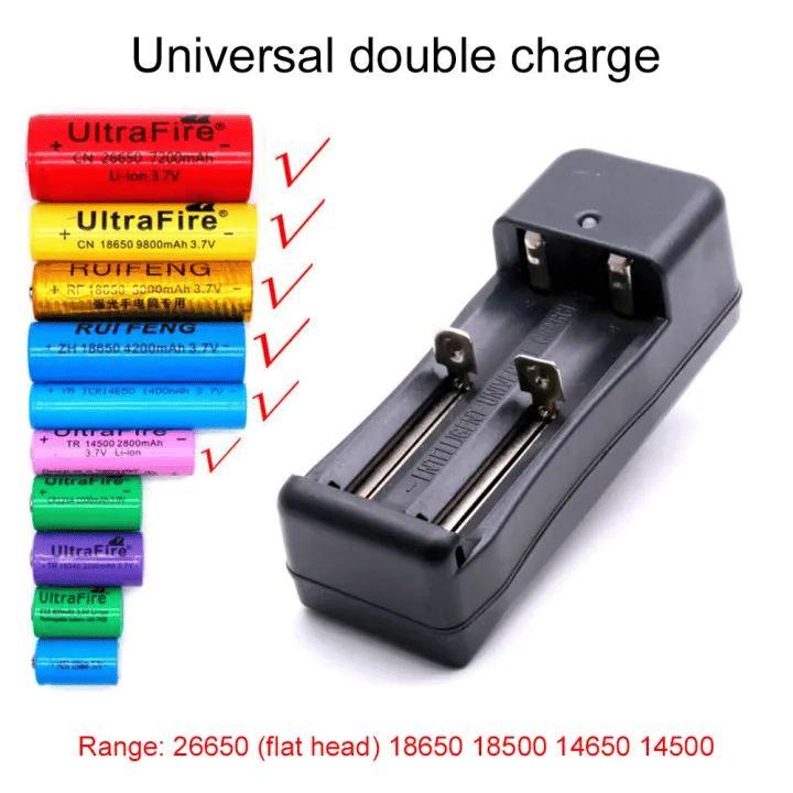 Universal 18650 Battery Charger 2 Slot EU Plug Adapter Black