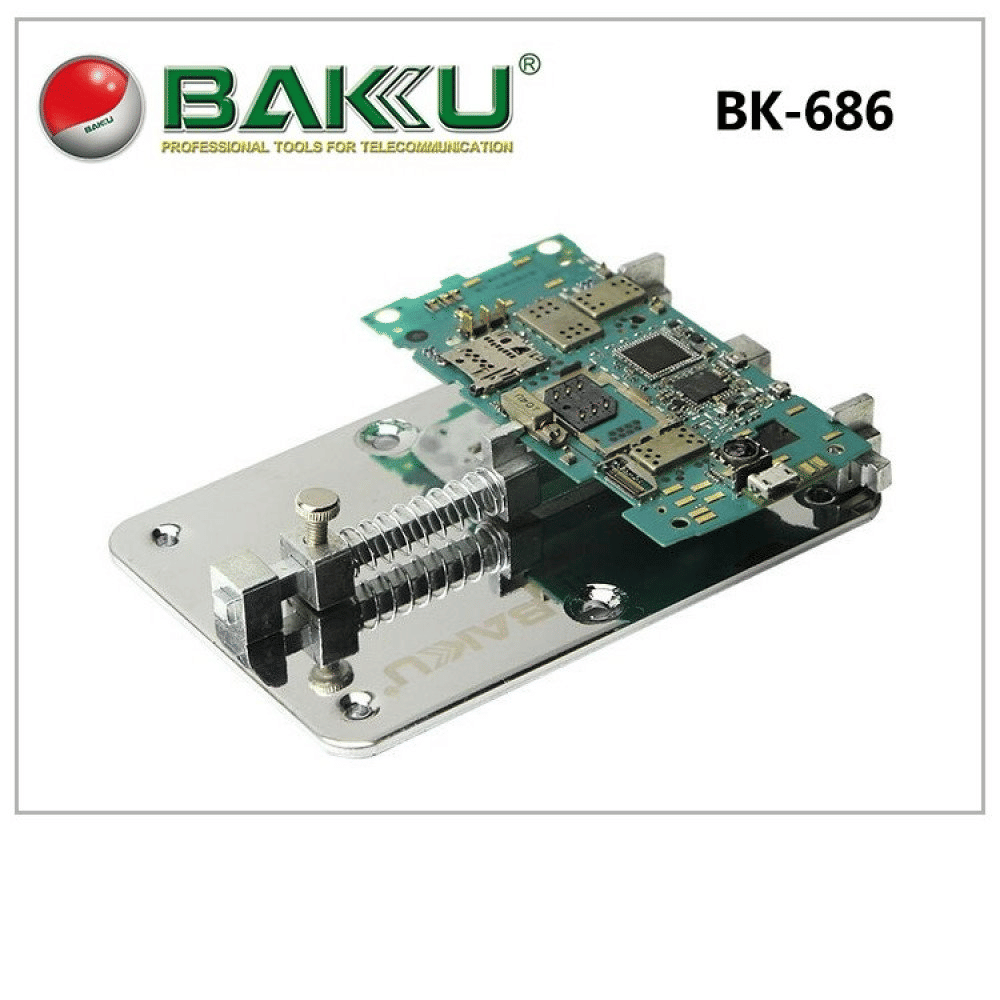 BAKU BK-686 Adjustable Mobile Phone PCB Soldering Holder Silver