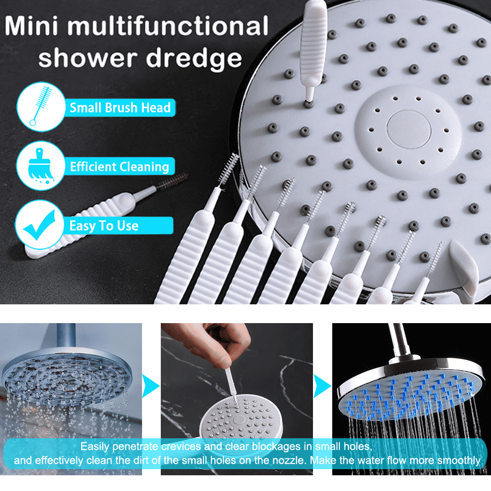 10-Piece Multifunctional Showerhead and Gap Cleaning Brush Set White