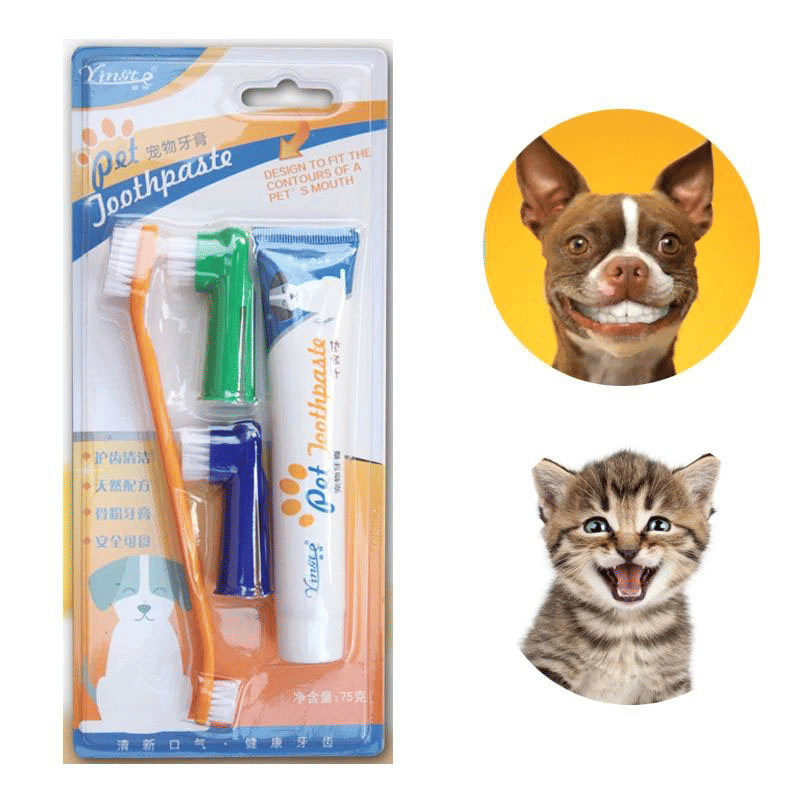 Oral Care Toothpaste and Toothbrush Set for Dogs and Cats