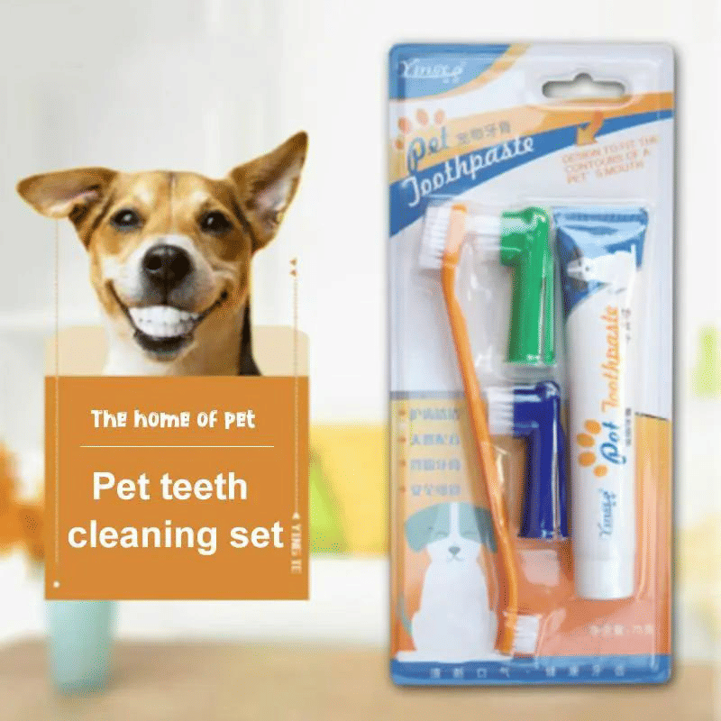 Pet Toothbrush Toothpaste Set for Dogs and Cats Dental Care