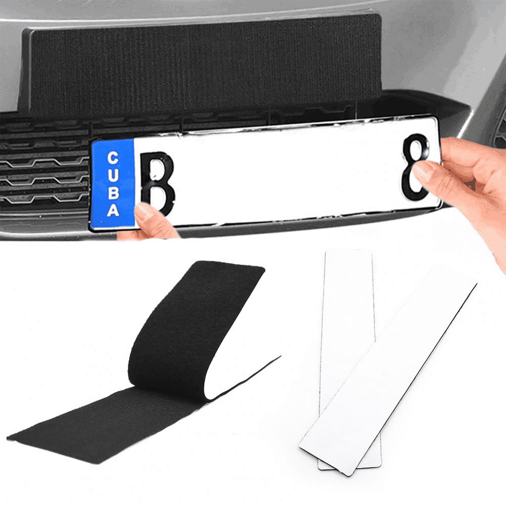 Frameless Self-Adhesive Number Plate License Holder Set Black 2 Pairs