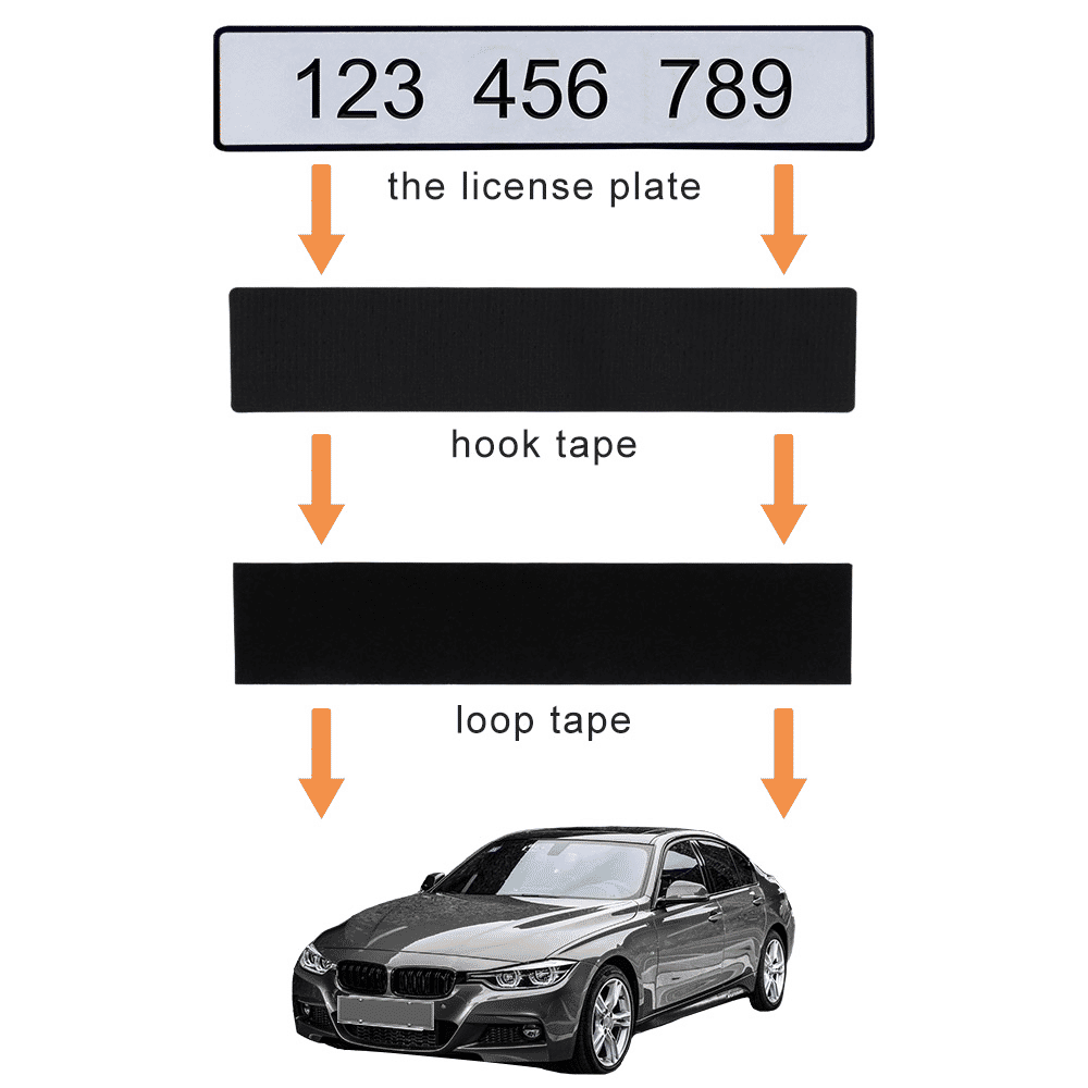 Frameless Self-Adhesive Number Plate License Holder Set Black 2 Pairs