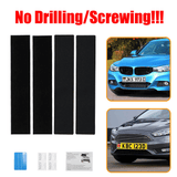 Frameless Self-Adhesive Number Plate License Holder Set Black 2 Pairs
