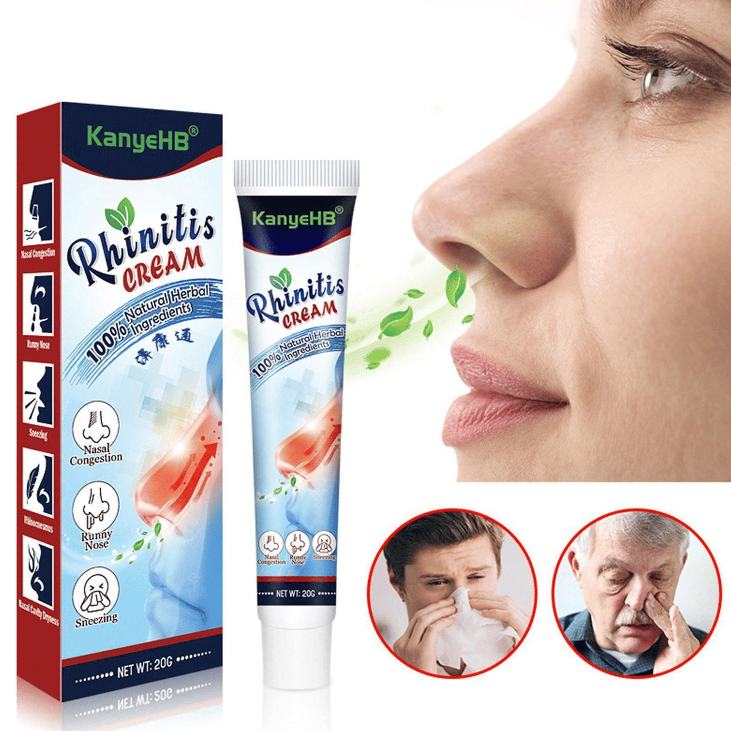 Rhinitis Nasal Cream Herbal Treatment for Sinusitis Relief 20g