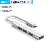 4-Port High-Speed 3.0 USB-C Data Hub Splitter 5Gbps Gray