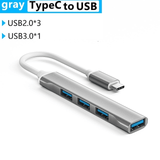 4-Port High-Speed 3.0 USB-C Data Hub Splitter 5Gbps Gray