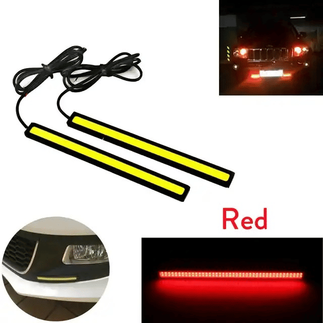 Red 2pcs Daytime Running Light DRL COB LED Strip 17cm