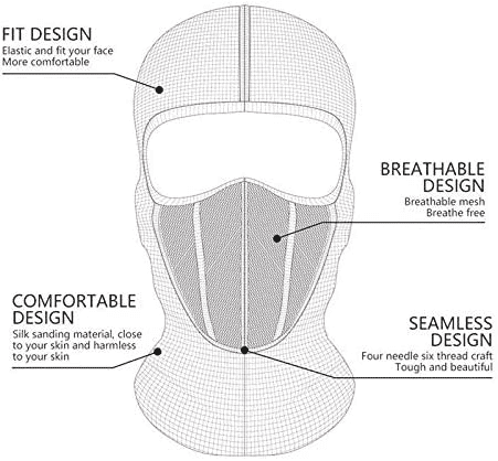 Tactical Full Face Balaclava Mask Windproof Motorcycle Cycling Black