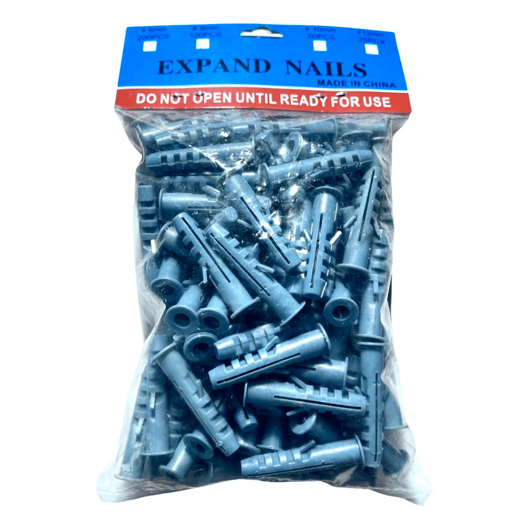 100pcs Plastic Wall Screw Expansion Anchor Set 8mm