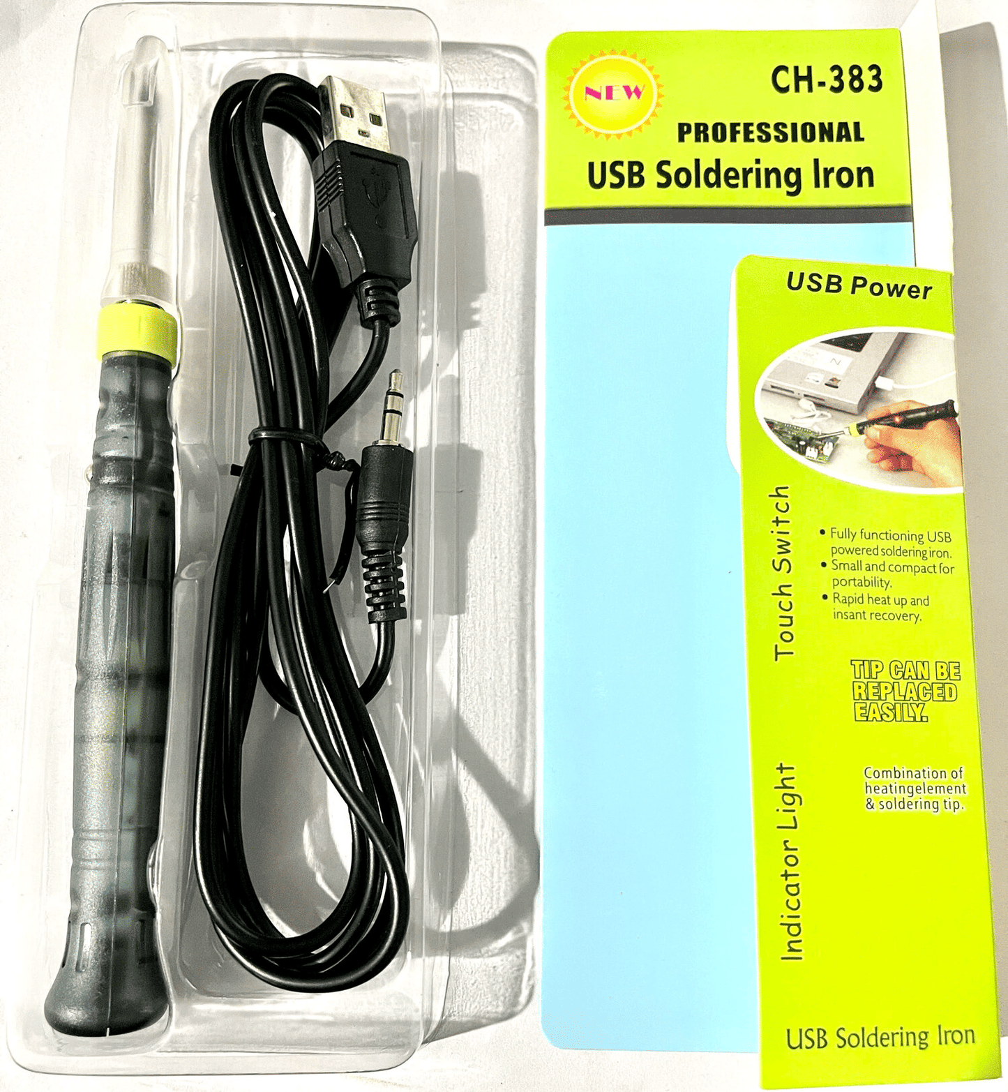 USB Soldering Iron Pen 5V 8W Mini Portable Touch Switch Black