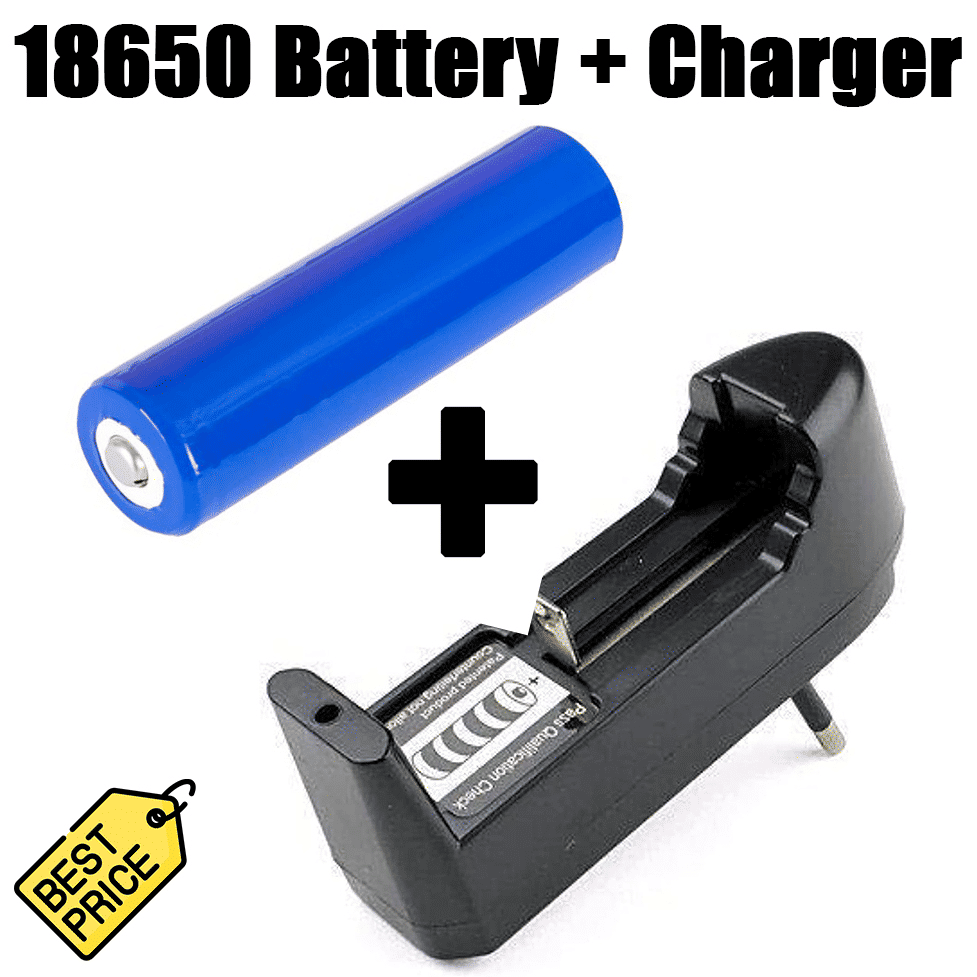 18650 3.7V Rechargeable Li-ion Battery Set with Universal Charger