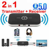 Bluetooth 5.0 Audio Transmitter Receiver 3.5mm AUX Adapter Black