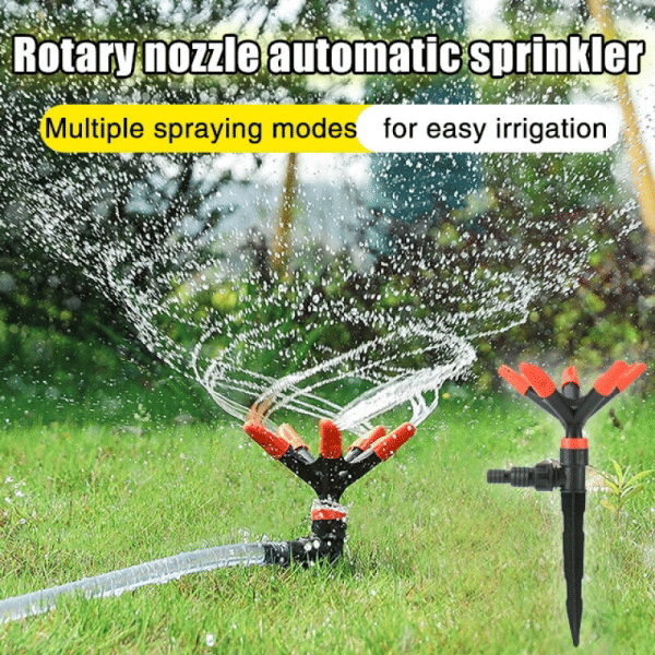 Automatic 360 Degree Garden Sprinkler 3-Nozzle Lawn Irrigation System
