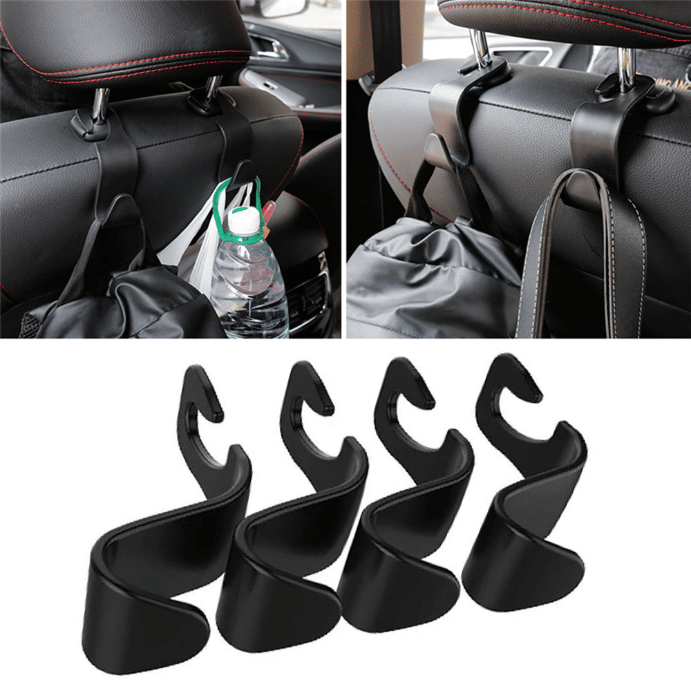 Portable Car Seat Back Storage Hooks 4 Pack Black