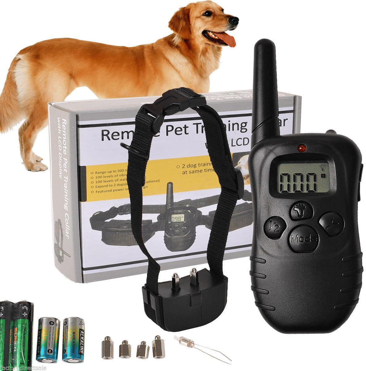 Remote Control Pet Dog Training Collar System 300m 100LV 998D