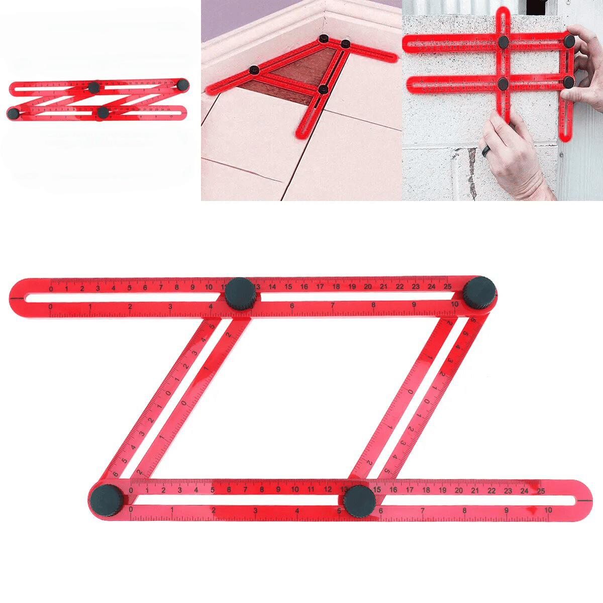 10 Inch Four-Sided Folding Angle Ruler Plastic Measuring Tool