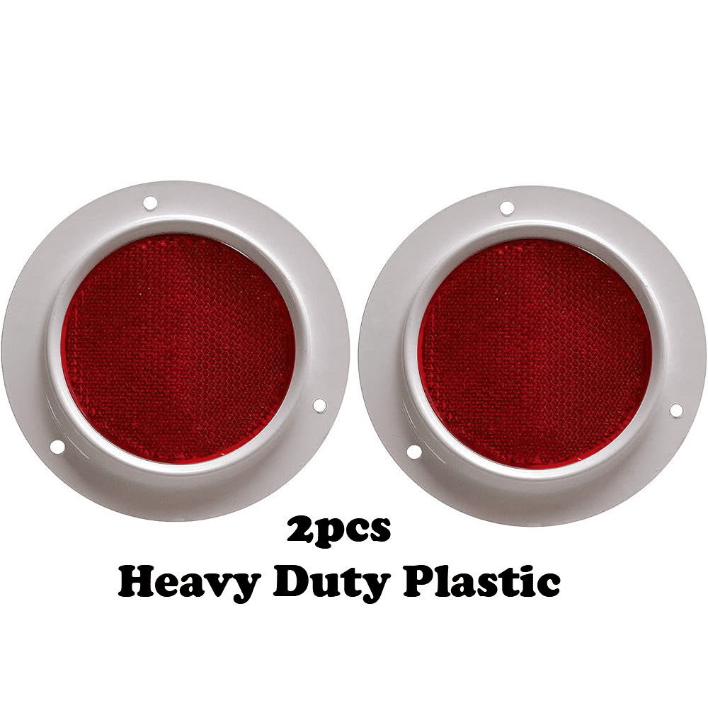 Round Red Reflex Reflector With White Metal Base 2 Pack