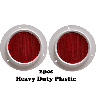 Round Red Reflex Reflector With White Metal Base 2 Pack