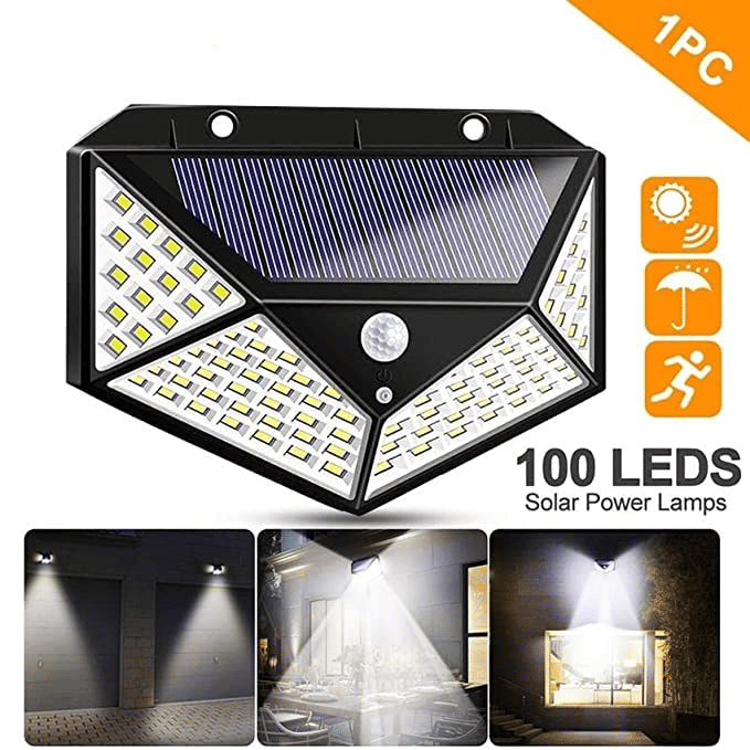 100 LEDs Solar Power Motion Detection Lamp Wireless Waterproof