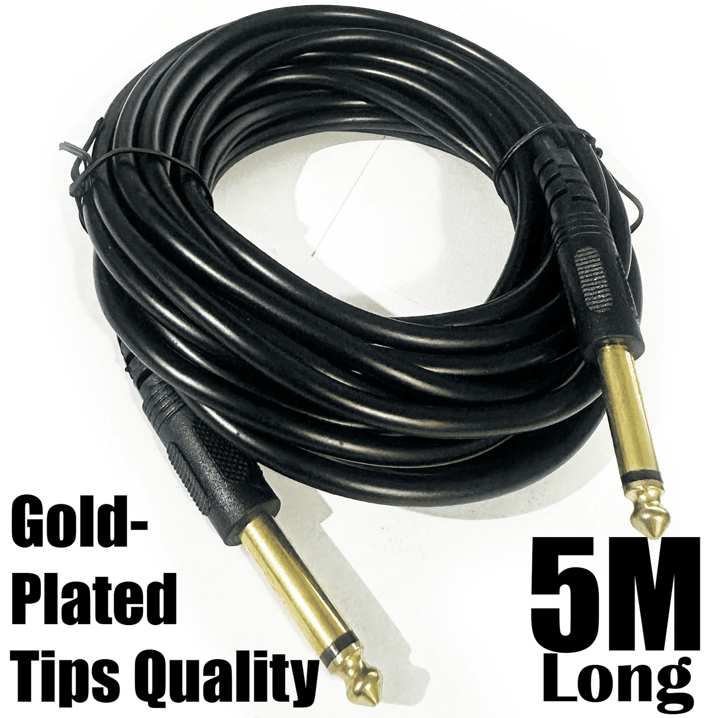 Generic 6.5mm Male to Male Mono Audio Cable 5m Black